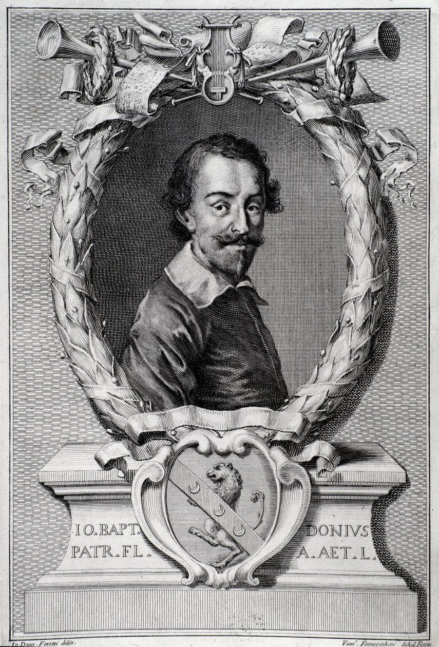 Retrato de Giovanni Battista Doni (1596-1647) musicólogo italiano Gravura de frontispício de "Lyra Barberin de Unknown artist