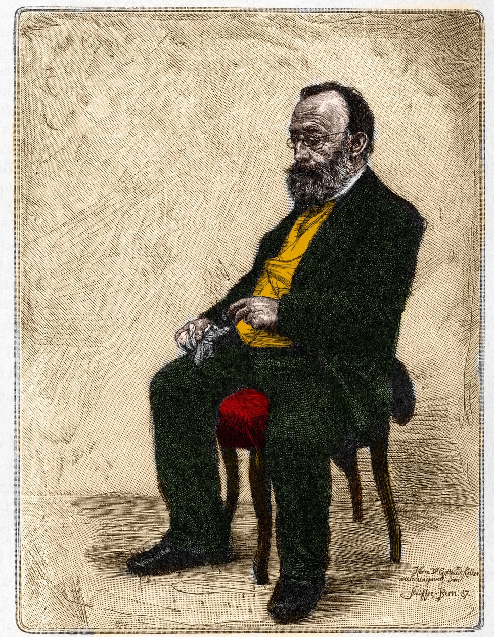 Retrato de Gottfried Keller (1819-1890), escritor e poeta suíço de língua alemã. de Unknown artist