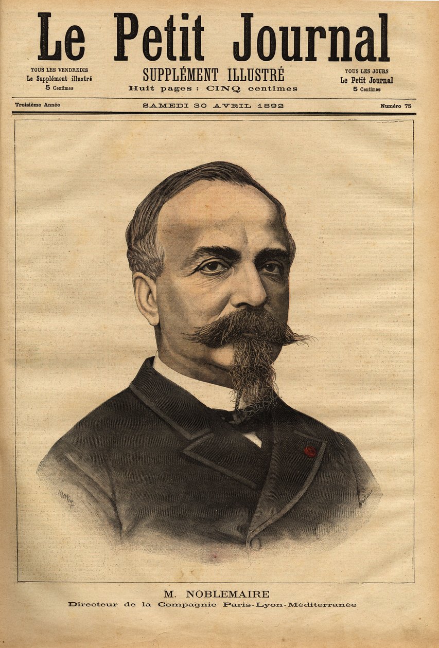Retrato de Gustave Noblemaire (1832-1924) que, após ter supervisionado com sucesso a construção da linha ferroviária Alger-Oran até 1869, voltou a Paris para assumir a direção da empresa Paris Lyon Mediterranee, posição que manteve durante 26 anos. de Unknown artist