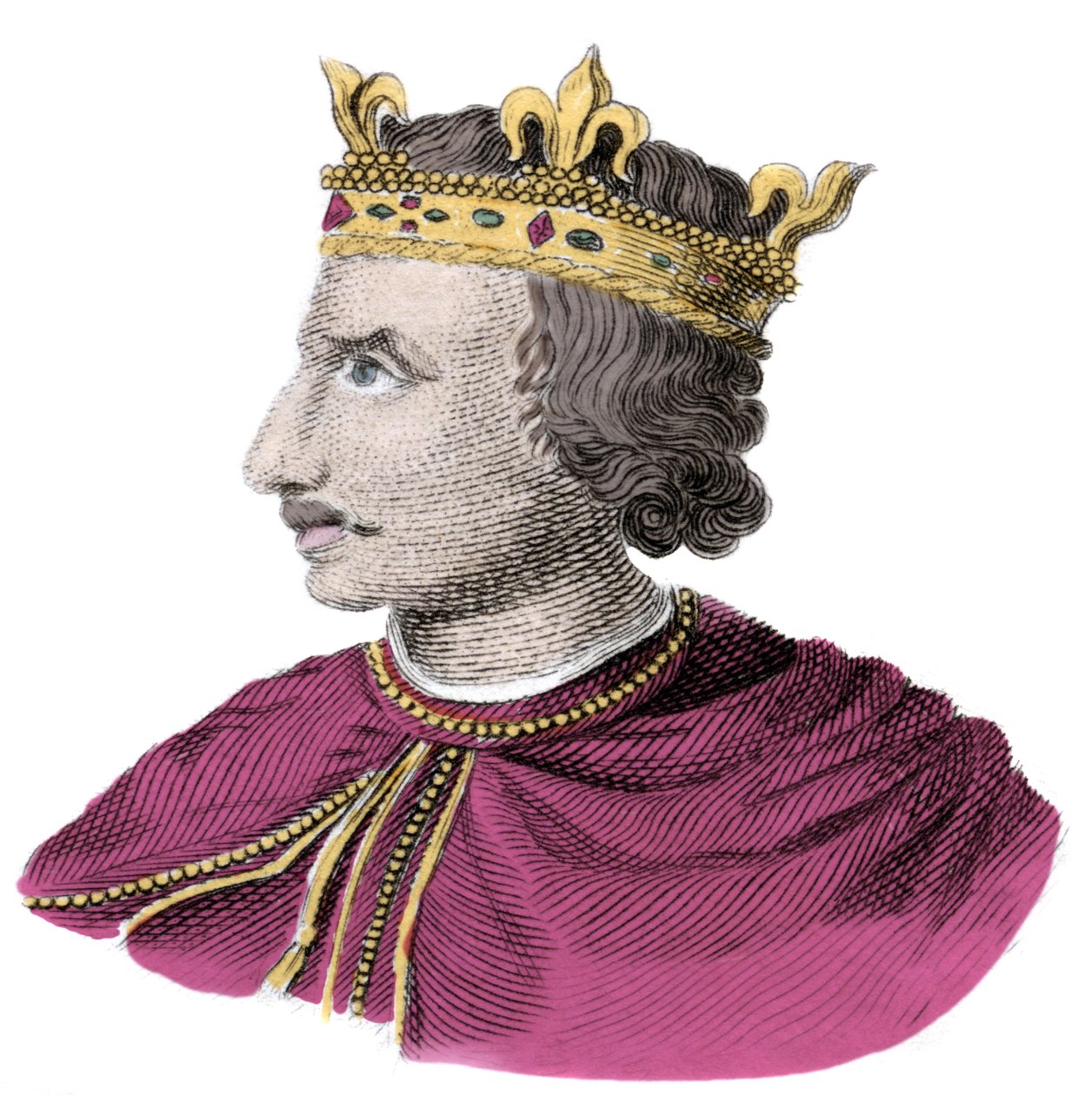 Retrato de Henrique I Beauclerc (1068-1135), terceiro rei normando da Inglaterra. Gravura do século XIX de Unknown artist