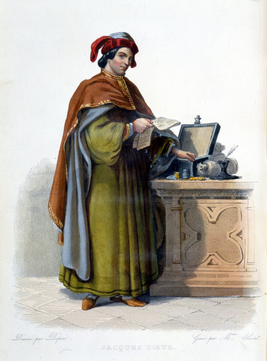 Retrato de Jacques Coeur, empresário francês (1395 - 1456) - em "Le Plutarque Français", ed. Mennechet de Unknown artist