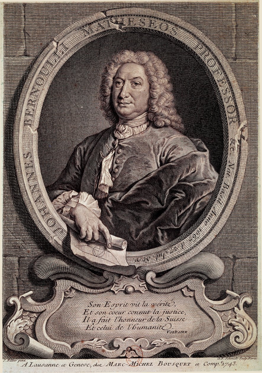 Retrato de Jean Bernoulli (Johann Bernouilli) (1667-1748) matemático e físico suíço Gravura do século XVIII - Retrato de Johann (Jean ou John) Bernouilli, matemático e físico suíço. Gravura de Unknown artist