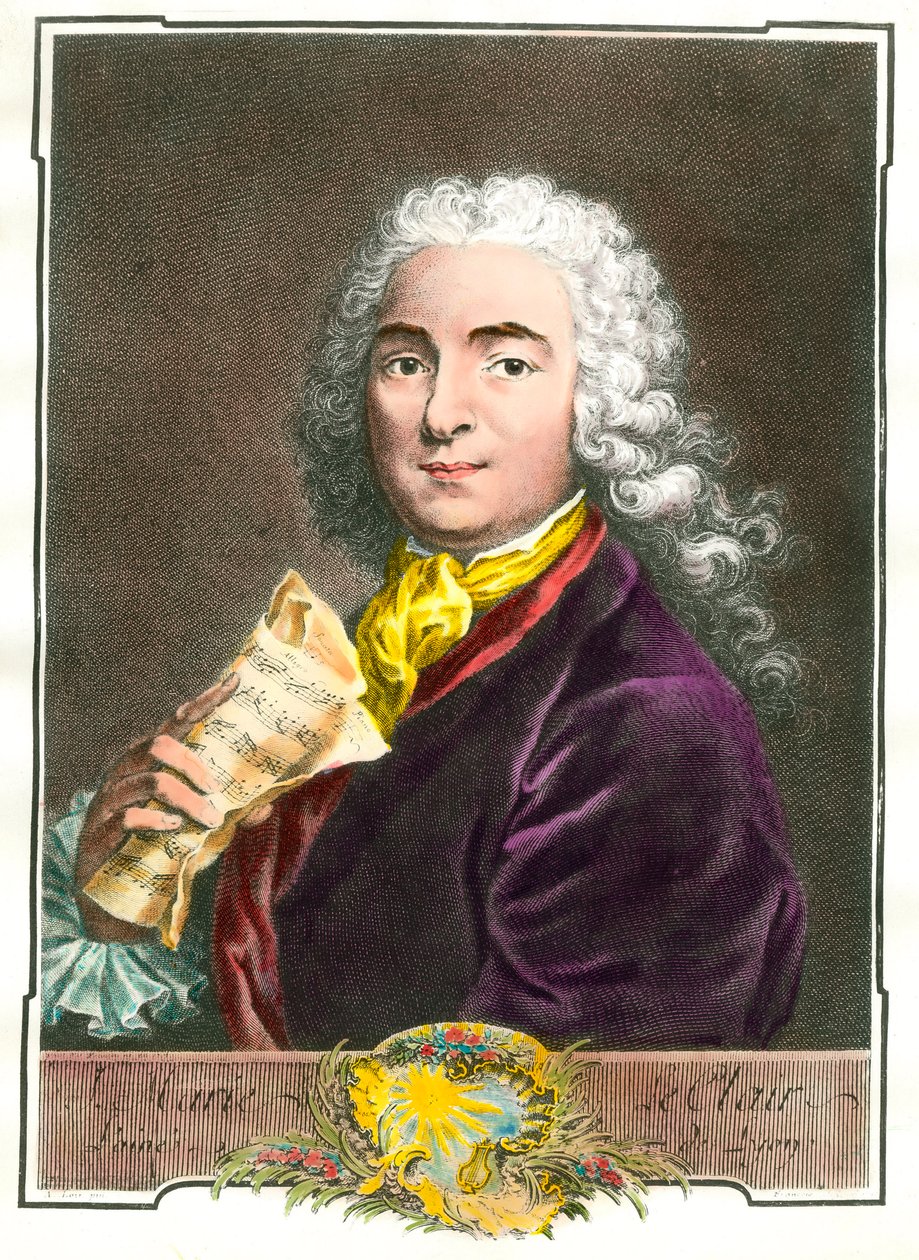 Retrato de Jean Marie Leclair (1697-1764) músico, compositor e mestre do ballet do quarto do rei. Gravura do século XVIII. Coleção Particular de Unknown artist