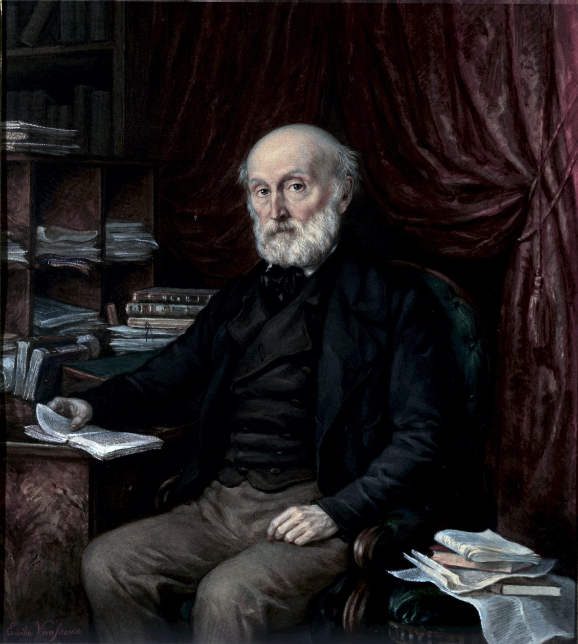 Retrato de Jean Pierre Vieusseux (1779-1863), amante da cultura e homem de negócios, fundador do Gabinete de Leitura Florentina Pintura Anónima do século XIX de Unknown artist