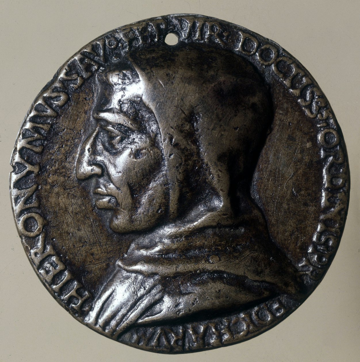 Retrato de Jerome Savonarola ou Girolamo Savonarola (1452 - 1498), pregador italiano. Ele estabeleceu um regime teocrático em Florença. Locket of the time. de Unknown artist
