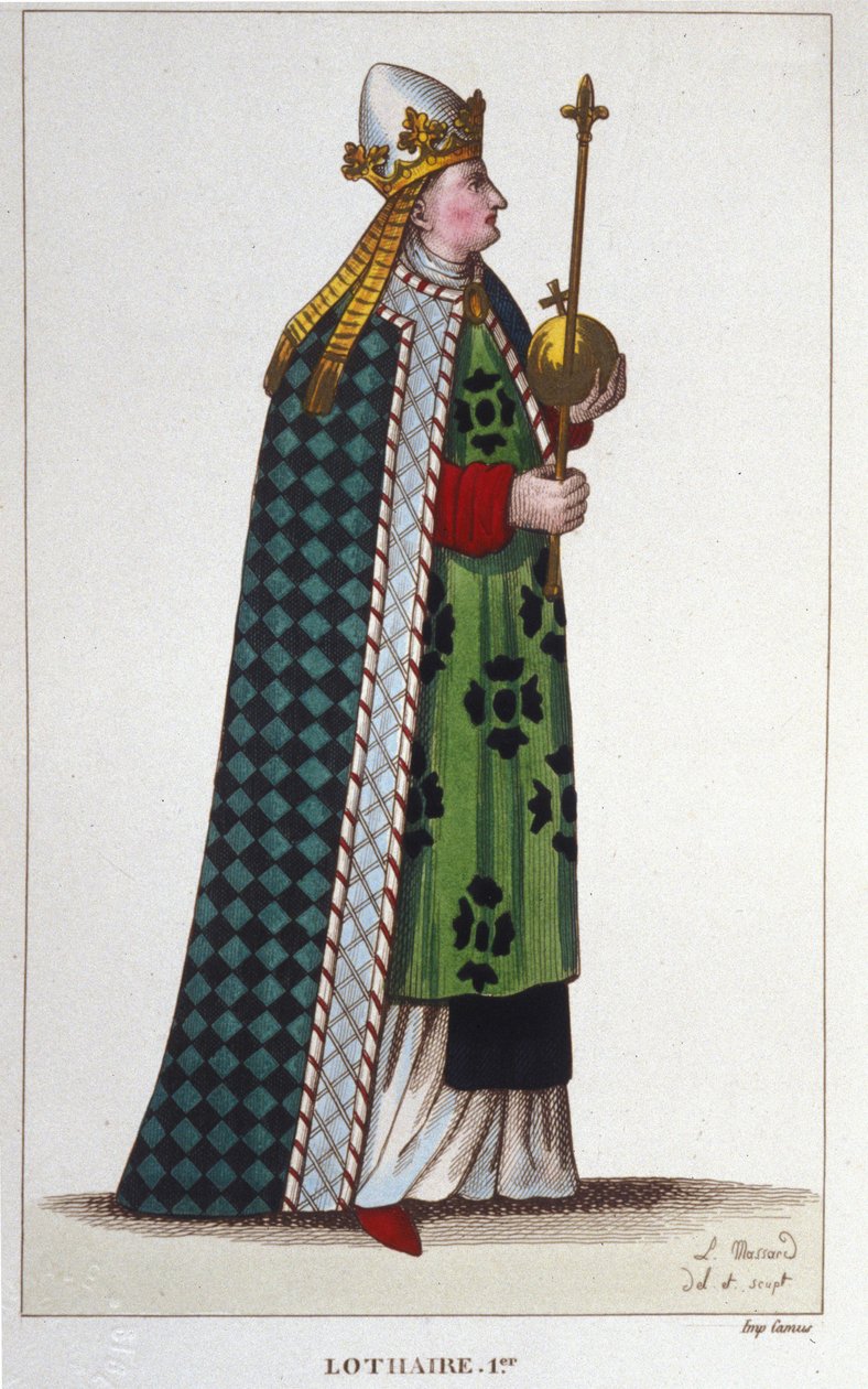 Retrato de Lotharia I (795-855), Imperador do Oeste e Rei da Itália gravada a partir de 1830 de Unknown artist