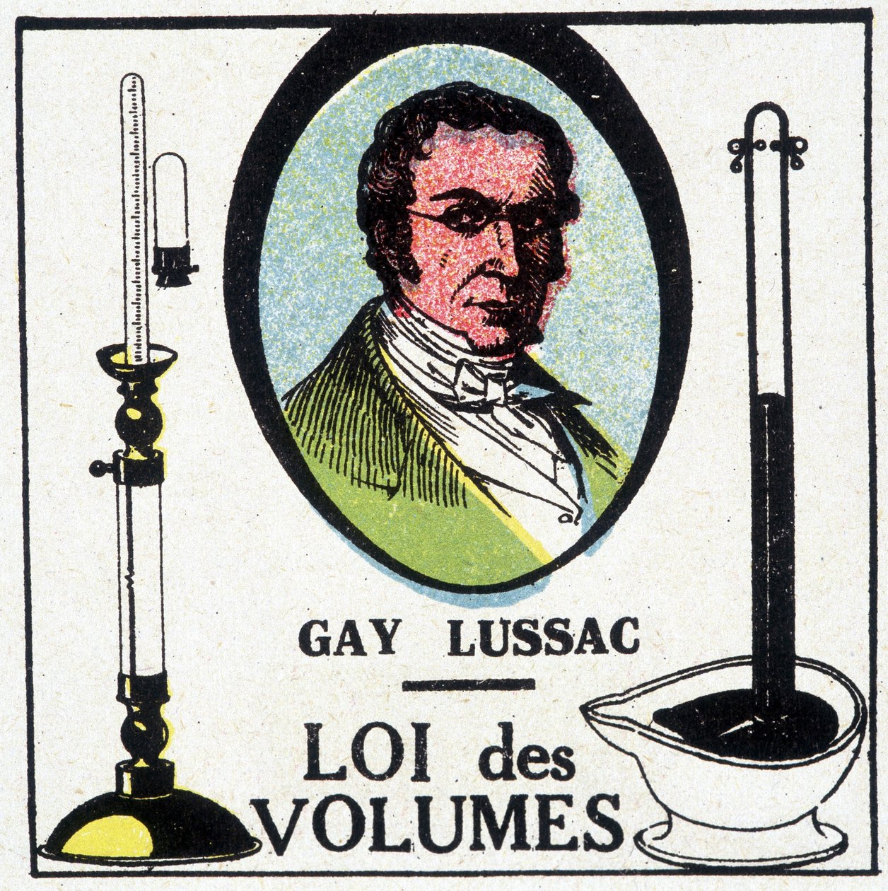 Retrato de Louis-Joseph Gay-Lussac (Louis Joseph Gay Lussac) (1778-1818), físico e químico francês, representado com a lei dos volumes. de Unknown artist