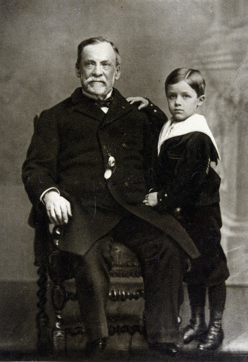 Retrato de Louis Pasteur (1822 - 1895) e do seu neto Louis Pasteur Vallery - Radot em 1893. de Unknown artist