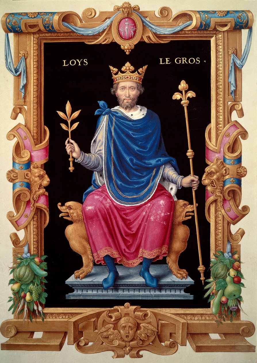 Retrato de Luís VI conhecido como "o Grosso" (1081-1137). Miniatura em "Recueil des Kings de France", de Jean du Tillet, cerca de 1555-1566. BN, Paris de Unknown artist