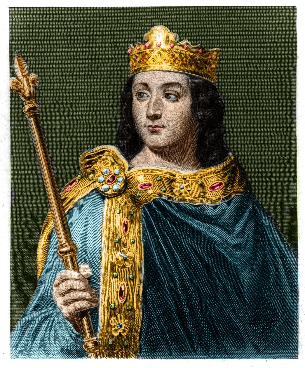 Retrato de Louis V le Faineant (967 - 987), Rei de França - em "Histoire des Francais" de Lavallee, gravura, sd. de Unknown artist