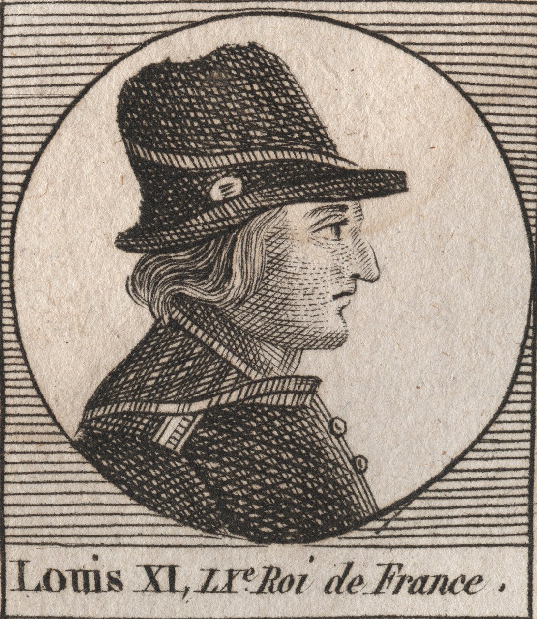 Retrato de Luís XI (1423-1483), Rei de França - Retrato de Luís XI de França (1423-1483), Rei de França - gravura de "Instruction sur l