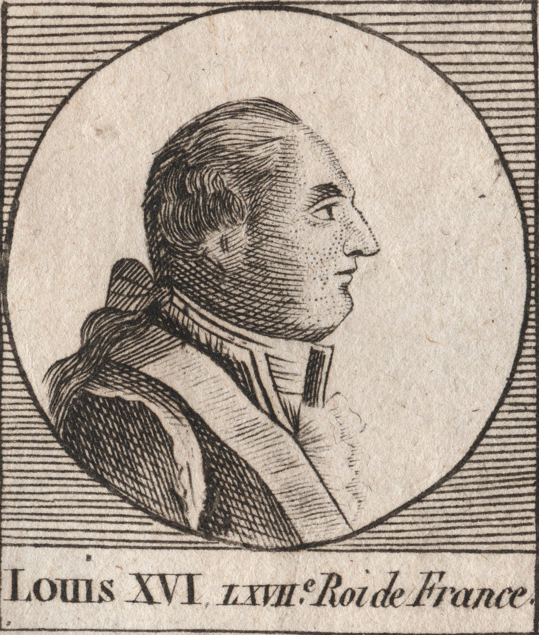 Retrato de Luís XVI (1754-1793), Rei de França de 1774 a 1791, depois Rei dos franceses de 1791 a 1792 - Luís XVI Rei de França e Navarra de 1774 a 1791, depois Rei dos franceses de 1791 a 1792 - gravura de "Instruction sur l