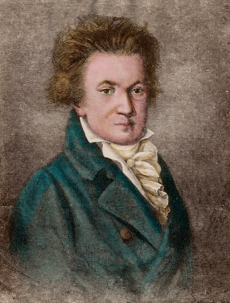 Retrato de Ludwig van Beethoven (1770 - 1827), compositor alemão. Gravura do século XIX. Coleção particular. de Unknown artist