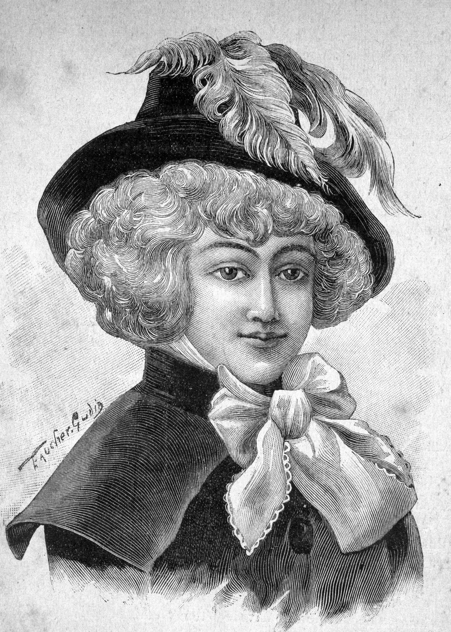 Retrato de Mademoiselle de Fontenay ou Teresa (Theresa ou Terezia) Cabarrus, também conhecida como Madame Tallien (Talien), Princesa de Caraman Chimay (1773 - 1835) - em “” Les Contemporains ””, final do século XIX. de Unknown artist
