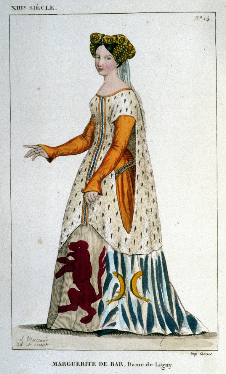 Retrato de Marguerite de Bar, Senhora de Ligny (c. 1223 - 1275), gravada a partir de 1830. de Unknown artist