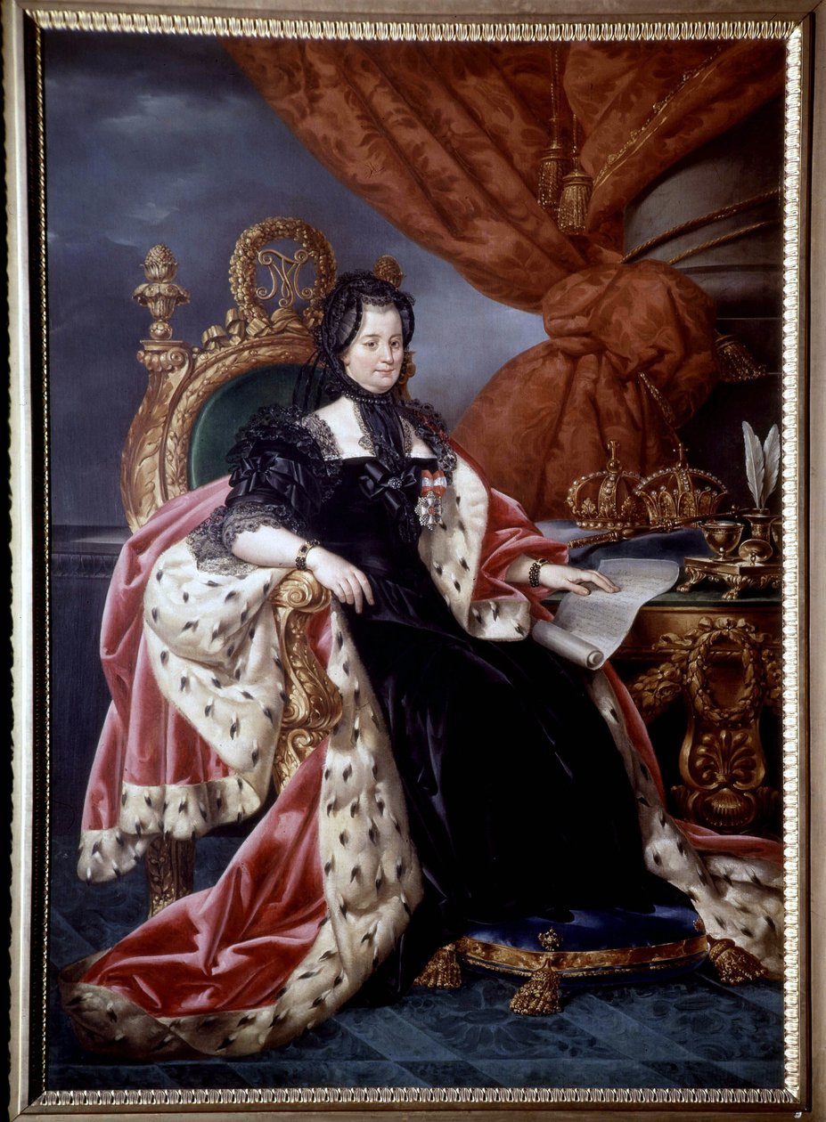 Retrato de Maria Teresa da Áustria (1717-1780), Rainha da Hungria, em fato de luto, depois de 1765 - Pintura do século XVIII de Unknown artist