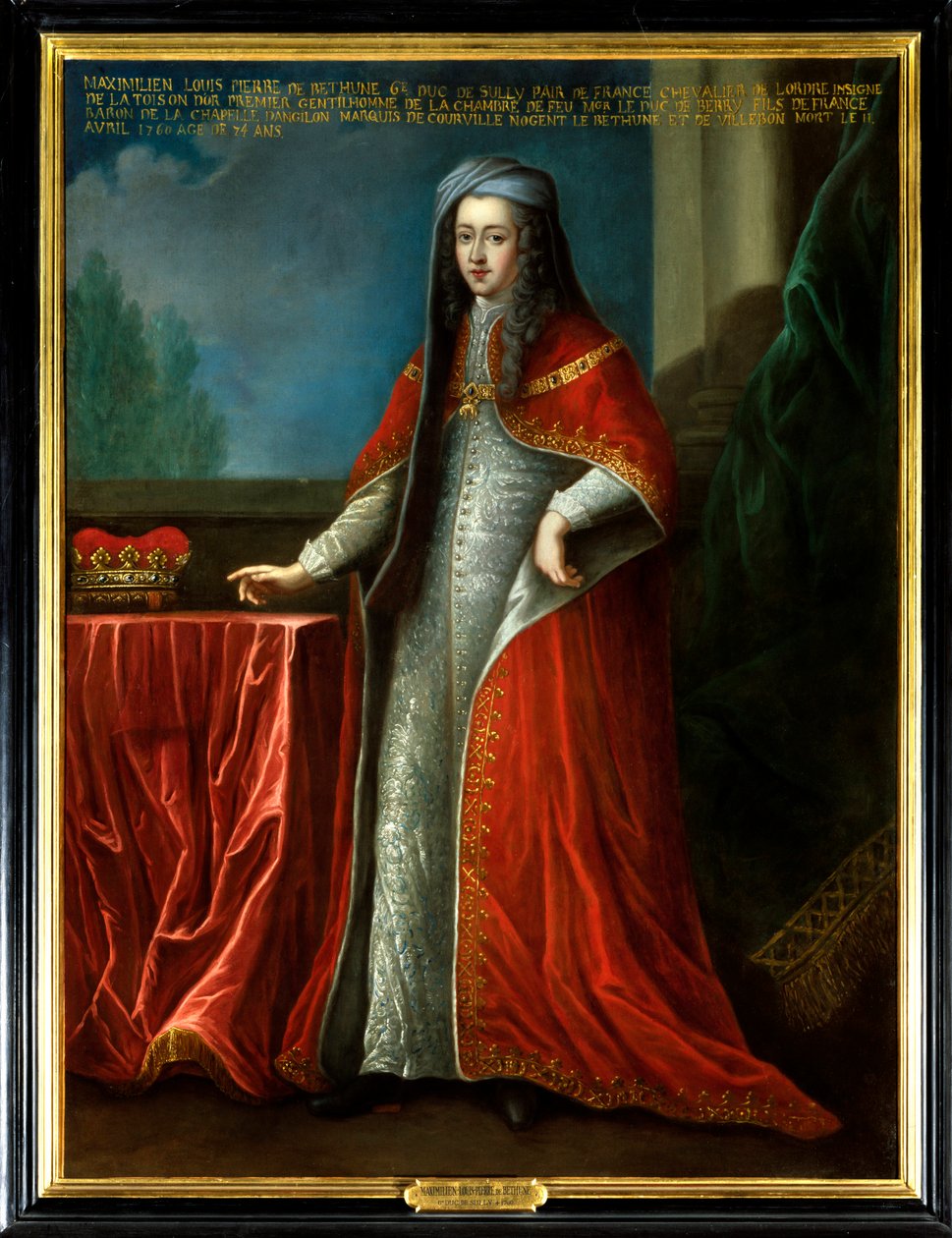 Retrato de Maximilian Louis Pierre de Bethune (1686-1760), sexto Duque de Sully. Ele tem a Ordem do Colar do Velo de Ouro. Pintura anónima do século XVIII. Óleo sobre tela. Menção obrigatória: Sully sur Loire, Chateau de Sully - Retrato de Lou de Unknown artist