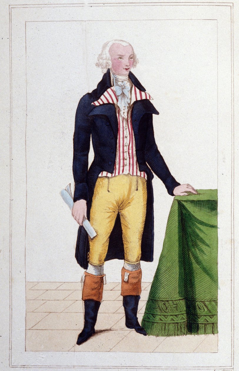 Retrato de Maximilian Robespierre (1758 - 1794) gravura de 1830 de Unknown artist