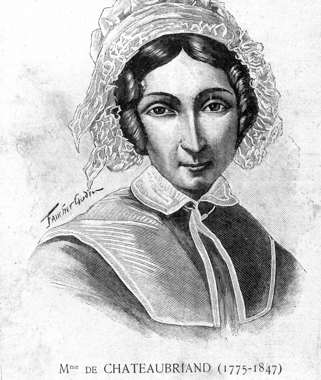 Retrato de Mme de Chateaubriand (1775 - 1847) - em “” Les Contemporains ””, final do século XIX. de Unknown artist