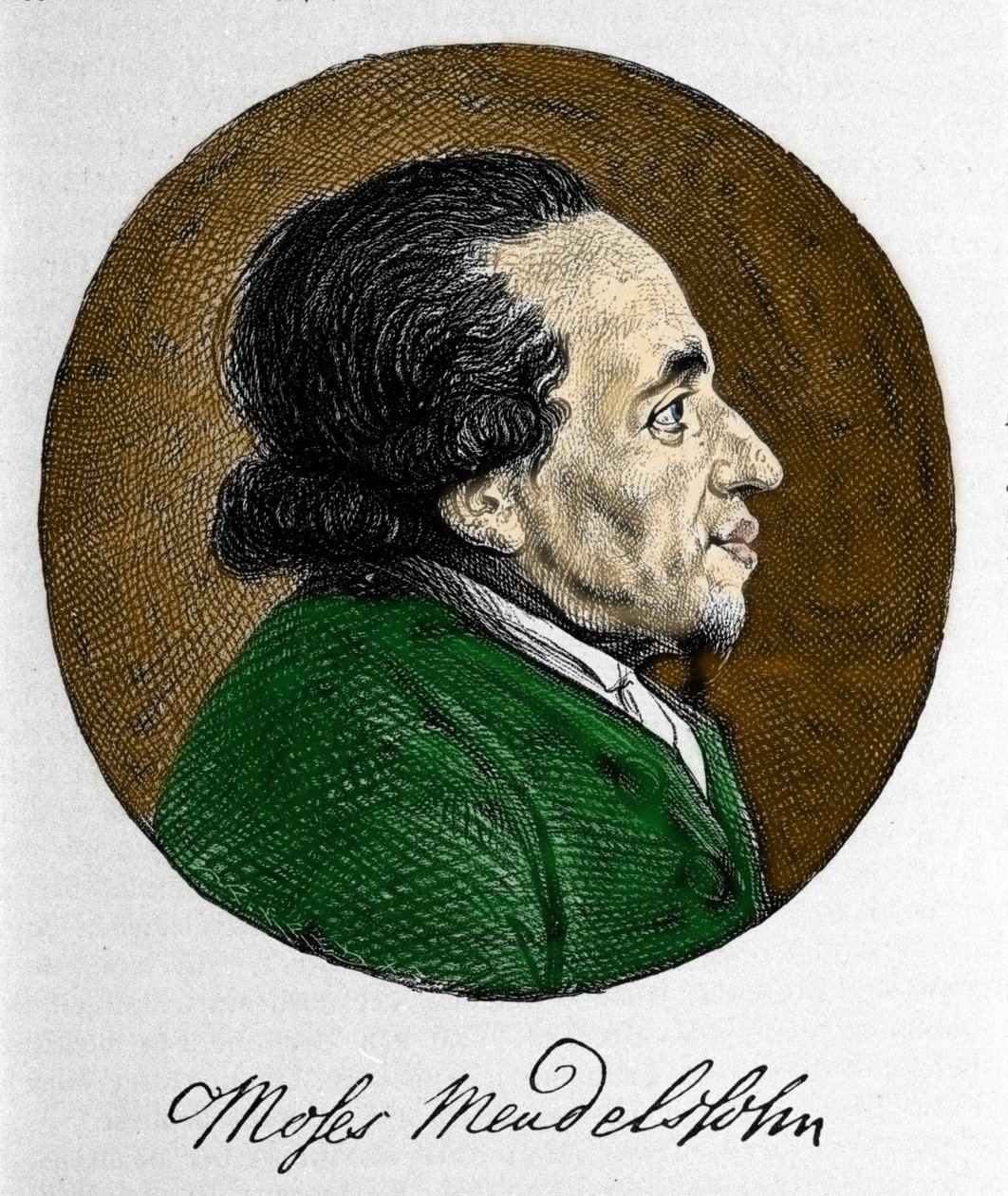 Retrato de Moisés (Moses) Mendelssohn (1729 - 1786), filósofo e verdadeiro fundador do judaísmo moderno. Avô do músico Felix Mendelssohn. de Unknown artist