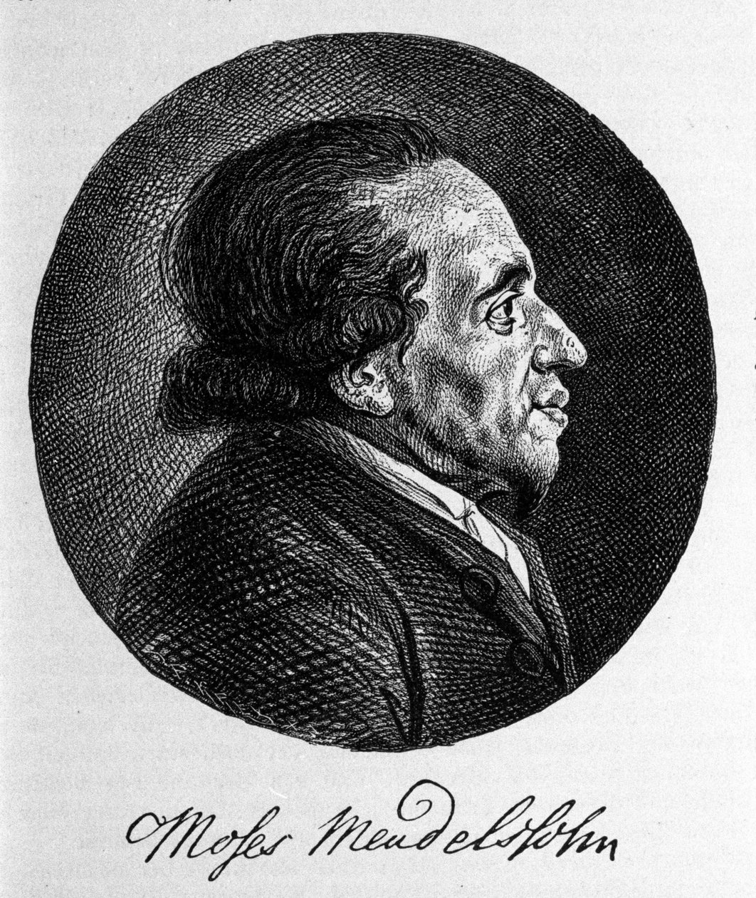 Retrato de Moisés (Moses) Mendelssohn (1729 - 1786), filósofo e verdadeiro fundador do judaísmo moderno. Avô do músico Felix Mendelssohn. de Unknown artist
