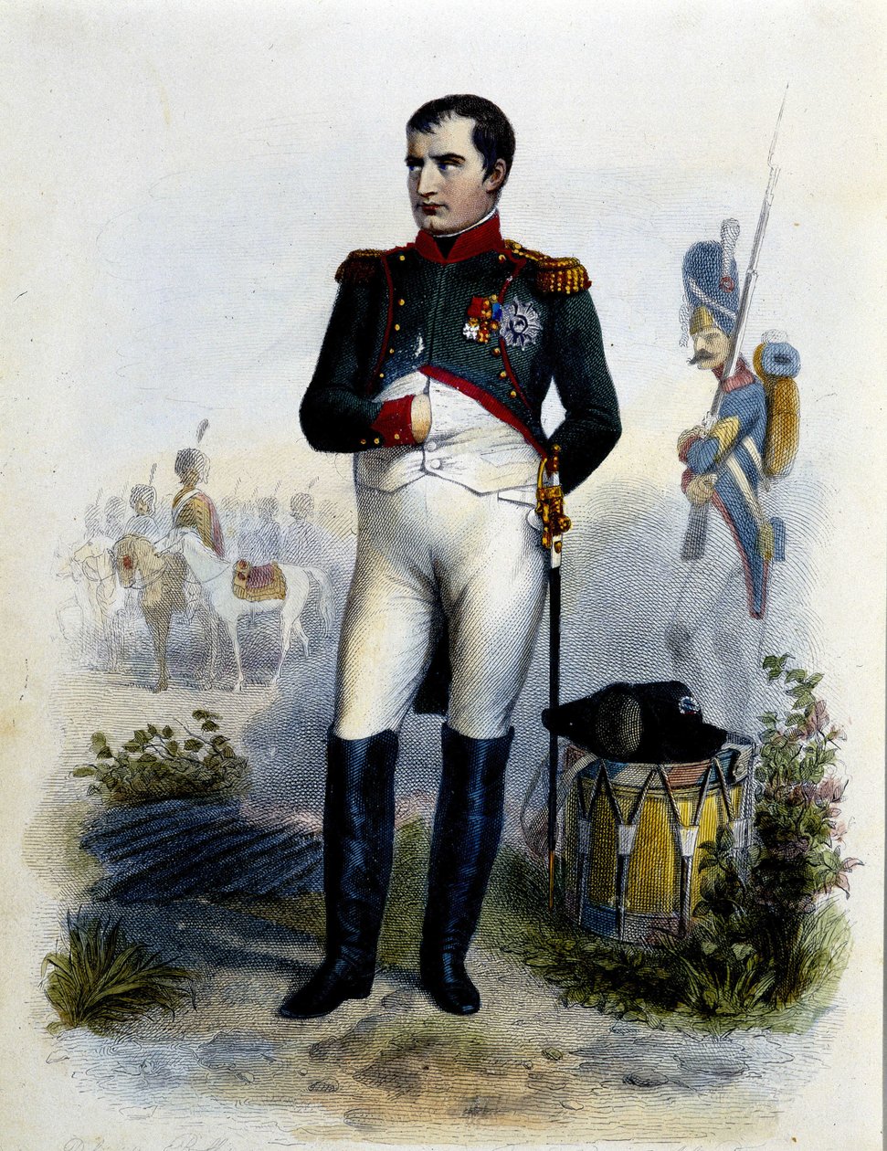 Retrato de Napoleão Ier. Gravura do século XIX. de Unknown artist