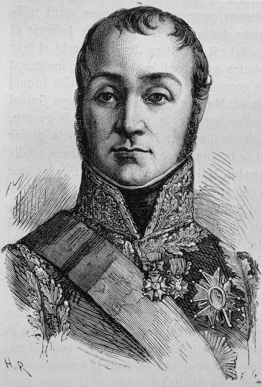 Retrato de Nicolas Oudinot, Duque de Reggio (1767 - 1847). Gravura do final do século XIX em "Histoire de France" de H. Martin. de Unknown artist