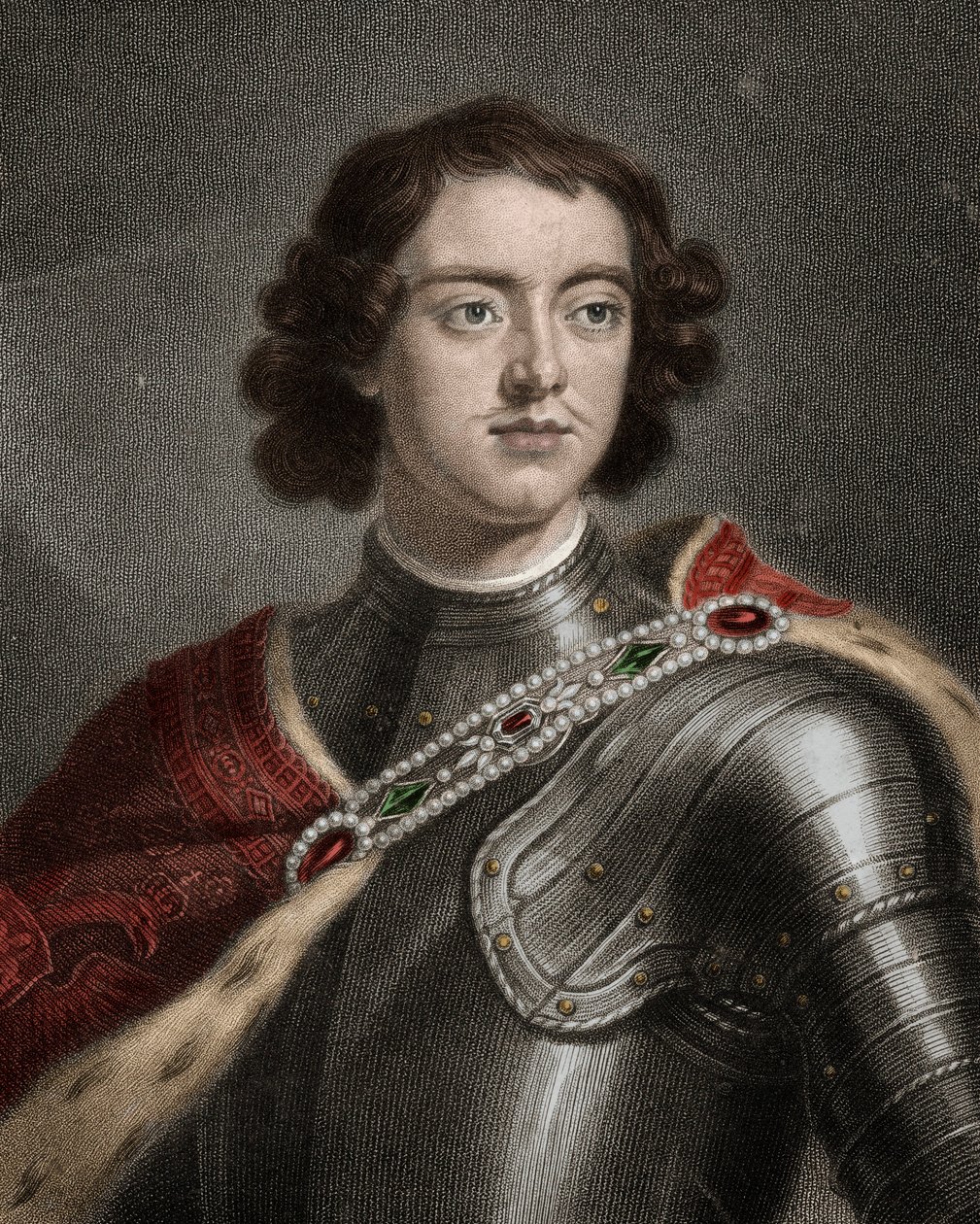 Retrato de Pedro I O Grande (1672-1725) czar da Rússia - Pedro o Grande ou Pedro I 1672-1725 - gravura - século XIX de Unknown artist