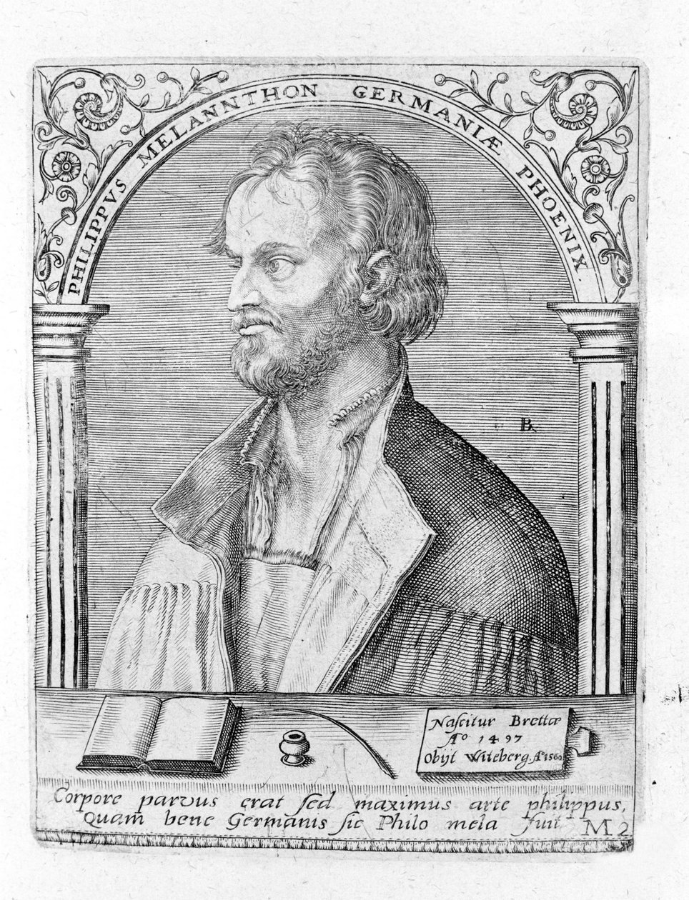 Retrato de Philipp Melanchton (Melanchthon) (1497 - 1560), reformador religioso alemão. Gravura. de Unknown artist