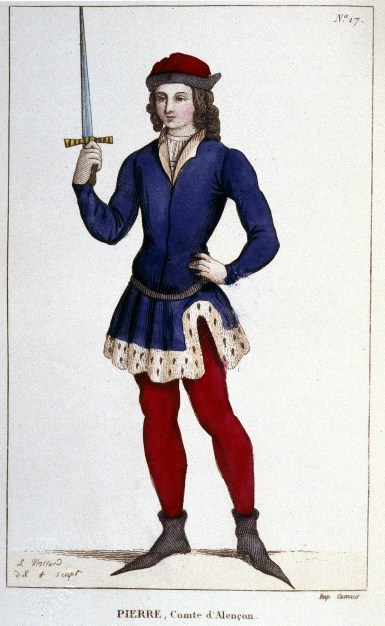 Retrato de Pierre, Conde de Alençon (1251 - 1284), Gravura de 1830. de Unknown artist