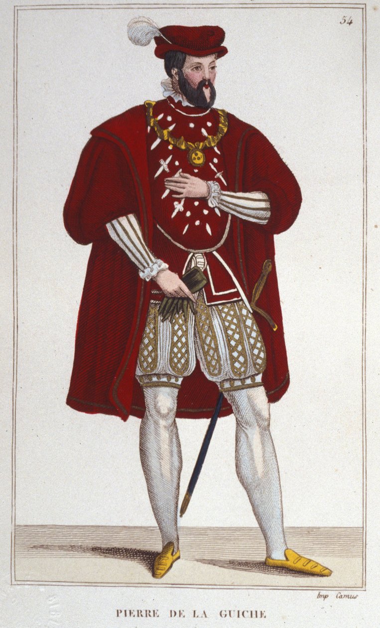 Retrato de Pierre De la Guiche (1464- 1544) (cavaleiro, conselheiro e camareiro do rei, oficial de justiça de Autun e Mâcon, embaixador. Senhor de Guiche e Chaumont) gravura de 1830 de Unknown artist