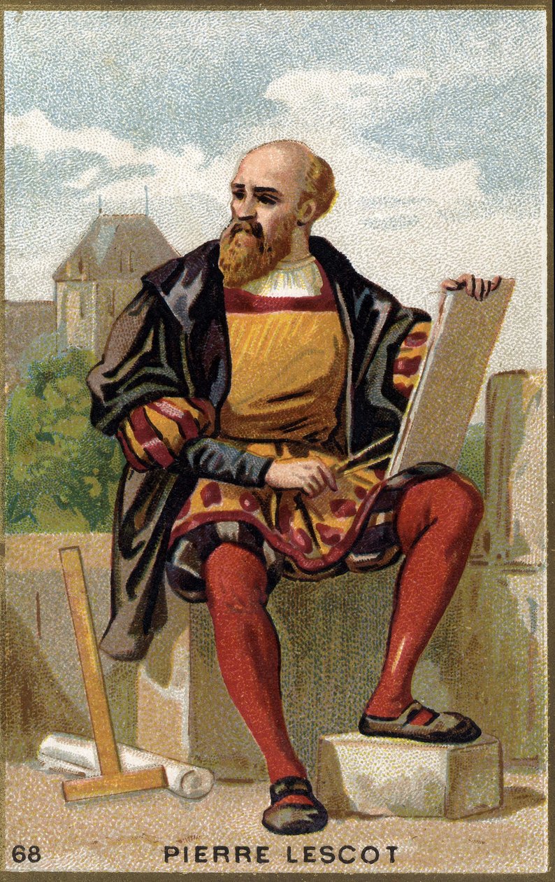 Retrato de Pierre Lescot (1515 - 1578) Arquiteto e pintor francês. Cromolitografia do século XIX. de Unknown artist