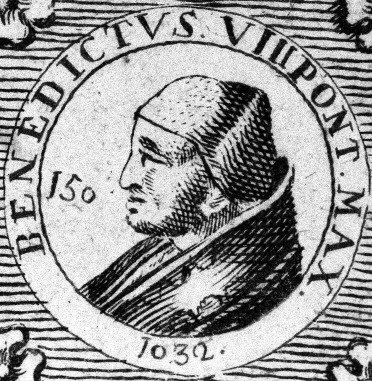 Retrato do Papa Bento VIII. Gravura do século XIX. de Unknown artist