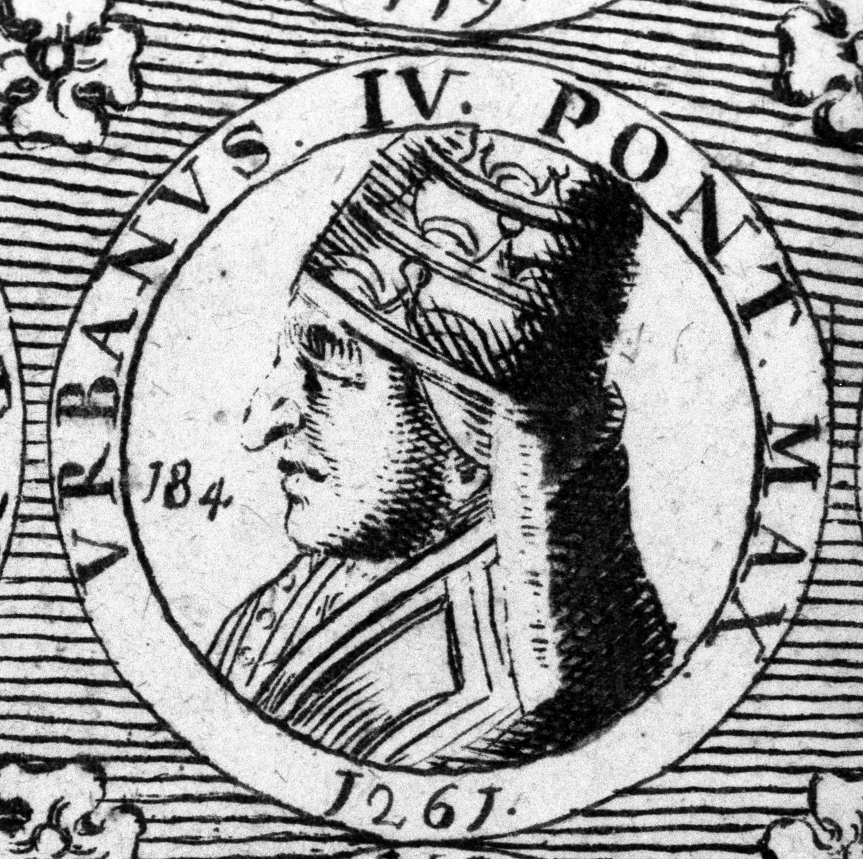 Retrato do Papa Urbano IV (1185 - 1264). Gravura do século XVIII. de Unknown artist
