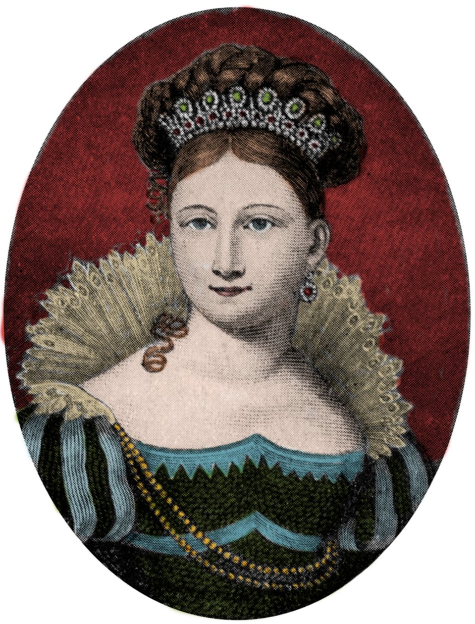 Retrato da Princesa Louise (Luise) de Saxónia-Gotha-Altenburg (Saxónia Gotha Altenburg) (1800-1831). Gravura do século XIX de Unknown artist