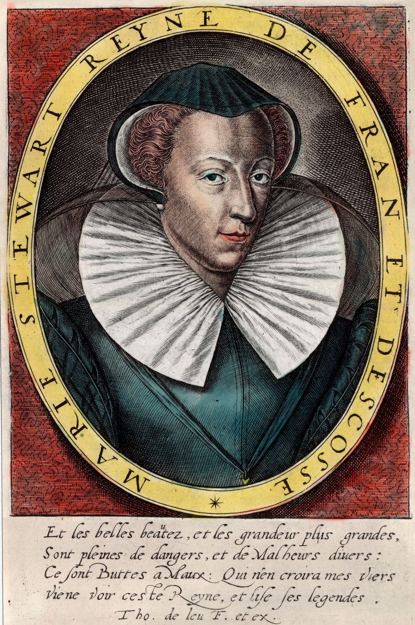 Retrato da Rainha Marie Stuart (1542 - 1587), Rainha de França e Escócia. Gravura do século XVI. Colecção privada. de Unknown artist