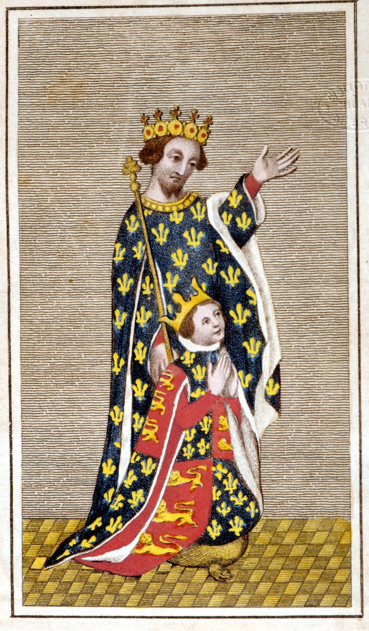 Retrato de Richard III (1452 - 1485) criança e de seu pai Richard de York. Gravura do final do século XVIII. Biblioteca di Brera, Milão. de Unknown artist