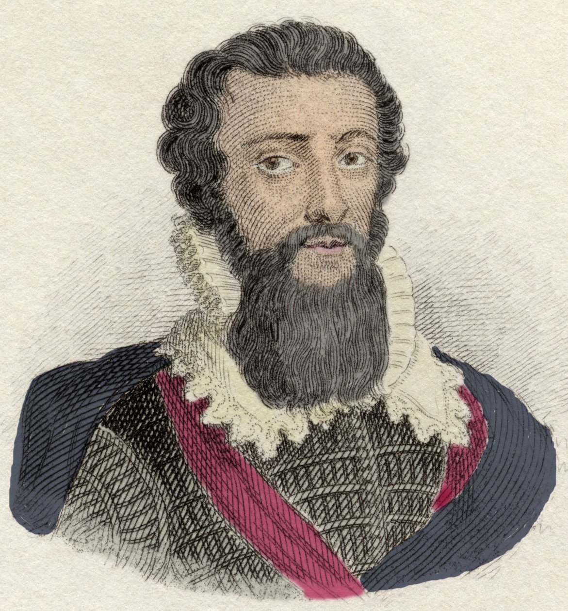 Retrato de Robert Devereux, Conde de Essex (1566-1601) General inglês, favorito de Elisabeth Iere. Gravura do século XIX. de Unknown artist