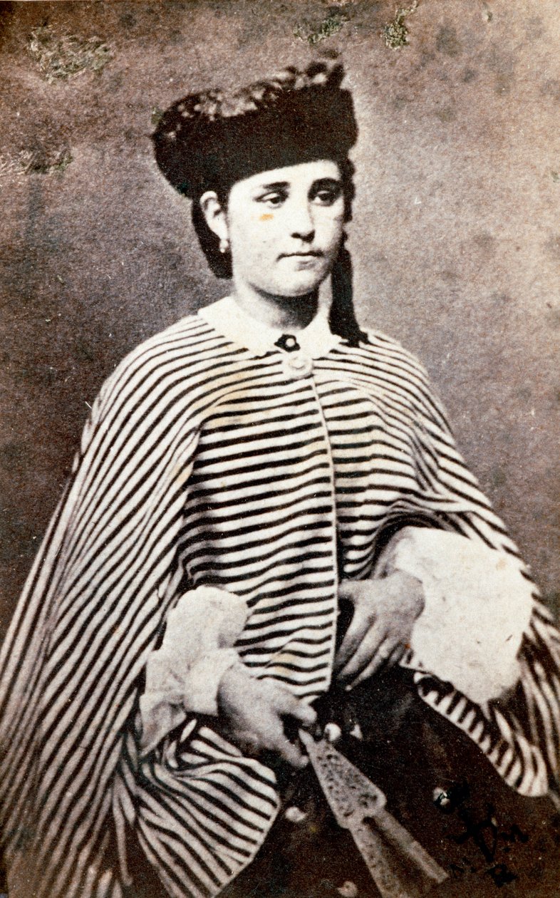 Retrato de Teresita Garibaldi (1845-1903), filha do patriota italiano e heróis do Risorgimento Giuseppe Garibaldi (1807-1882) e da sua primeira esposa Anita (1821-1849). Coleção Particular de Fotografia de Unknown artist