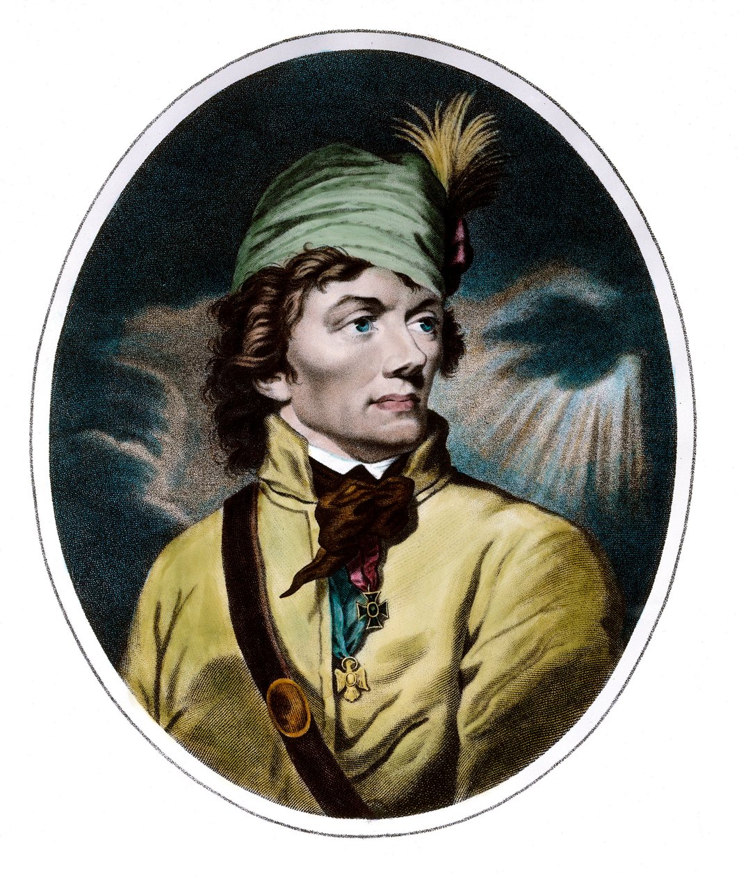 Retrato de Tadeu (Tadeusz) Kosciuszko (Kosciusko) (1746 - 1817) geral e heróis poloneses. Gravura do século XVIII. Coleção particular. de Unknown artist