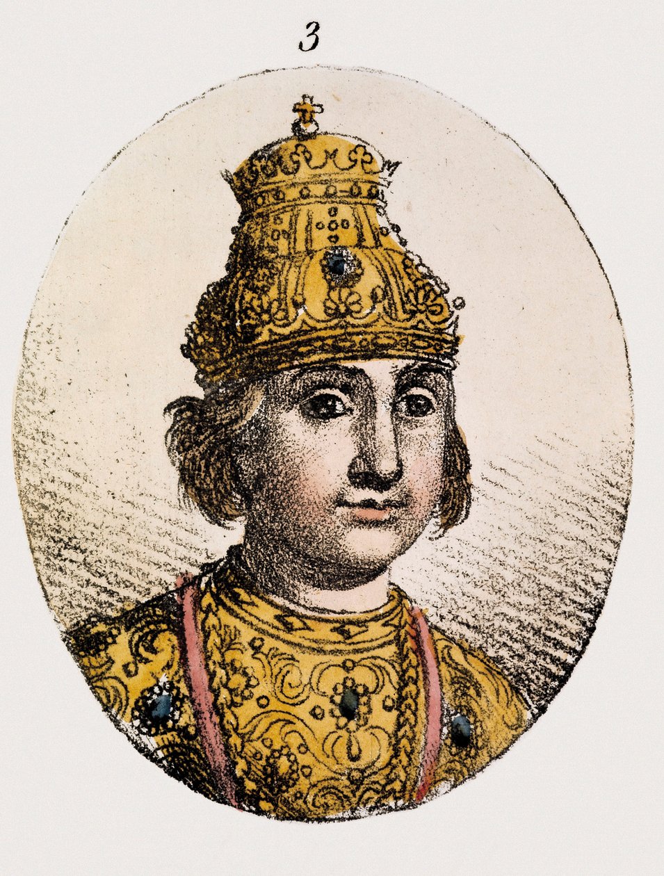 Retrato de Theodore Fyodor II Borisovich Godunov (gravura colorida) de Unknown artist