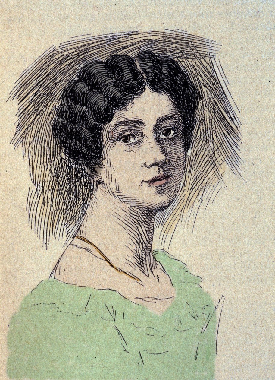 Retrato de Theodore Ulrike Sophie von Levetzow (1804-1899) Último Amor de Johann Wolfgang von Goethe (1749-1832) (Retrato da Baronesa Ulrike von Levetzow última amante de Goethe) Gravura de Unknown artist