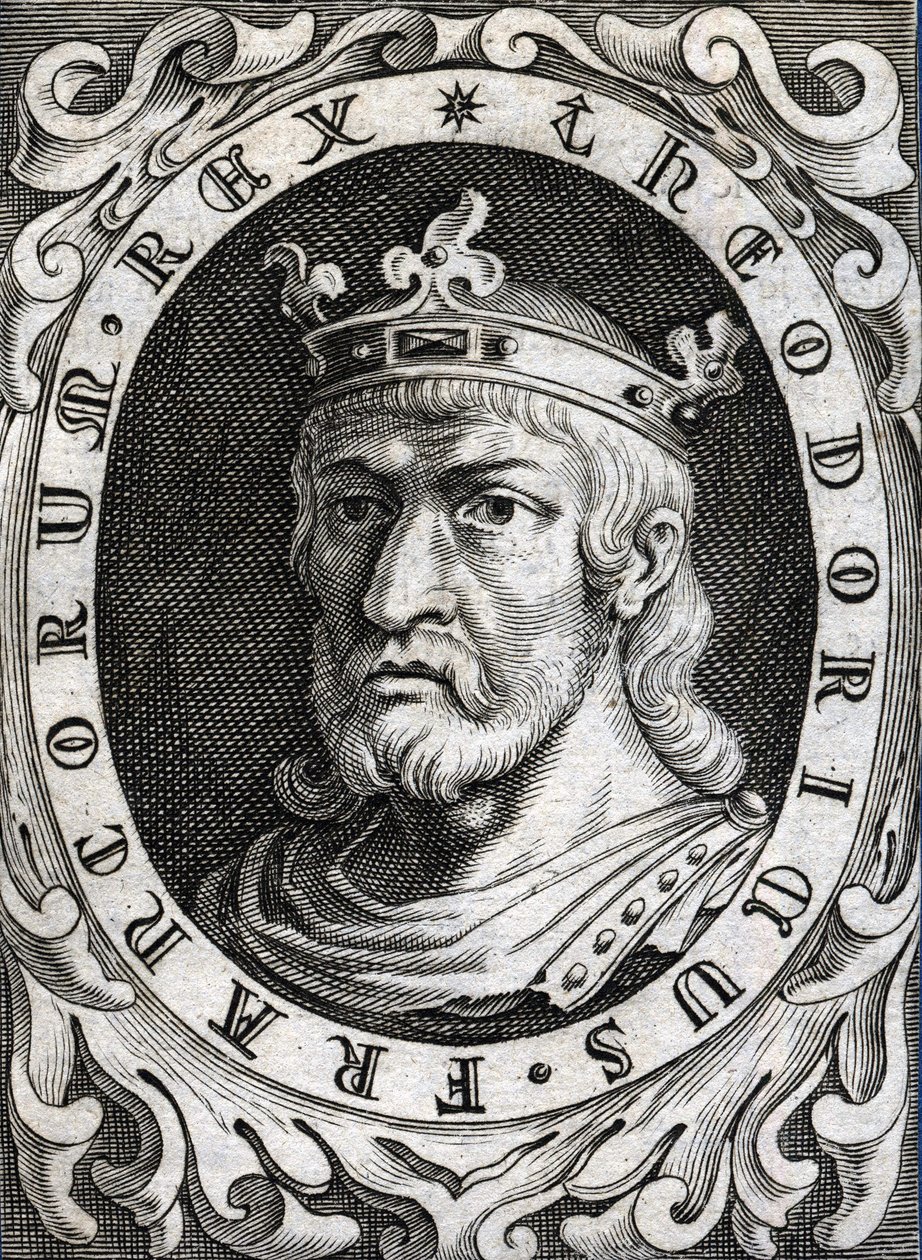 Retrato de Thierry II (? - 613), Rei de Borgonha e da Austrália. de Unknown artist