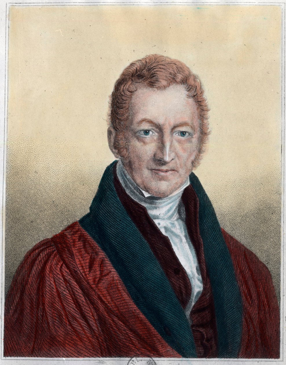 Retrato de Thomas Malthus (1766 - 1834), economista e pastor inglês. Gravura do século XIX. Coleção privada. de Unknown artist
