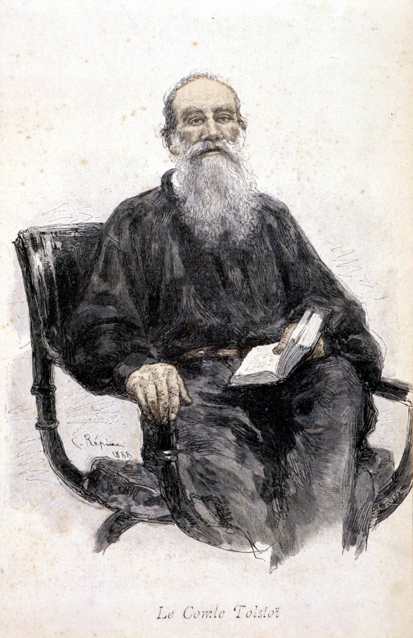 Retrato de Tolstoi, gravura de 1888. de Unknown artist