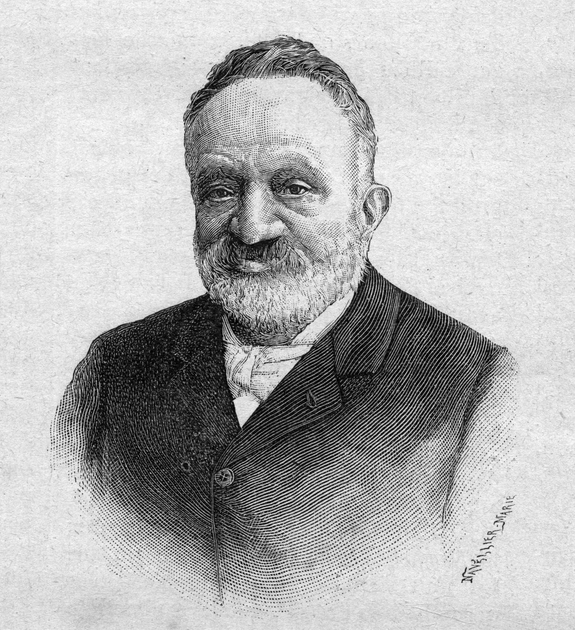 Retrato de Wilfrid de Fonvielle 1824-1914 jornalista e aeronauta francesa - gravura de 1893 de Unknown artist