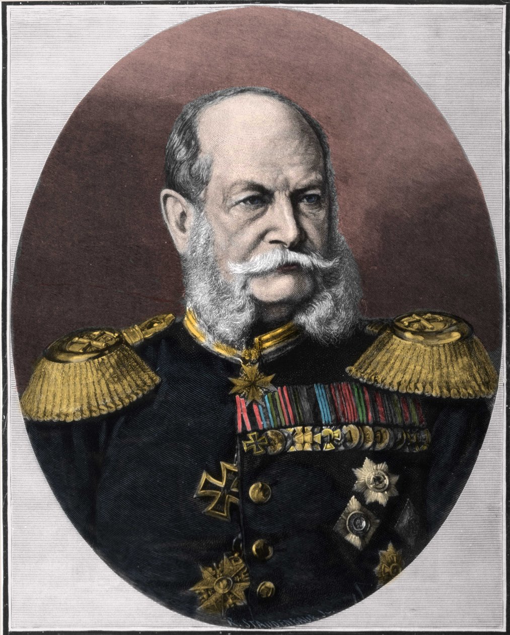Retrato de Guilherme I (1797-1888), Rei da Prússia e Imperador da Alemanha. Gravura do final do século XIX. de Unknown artist