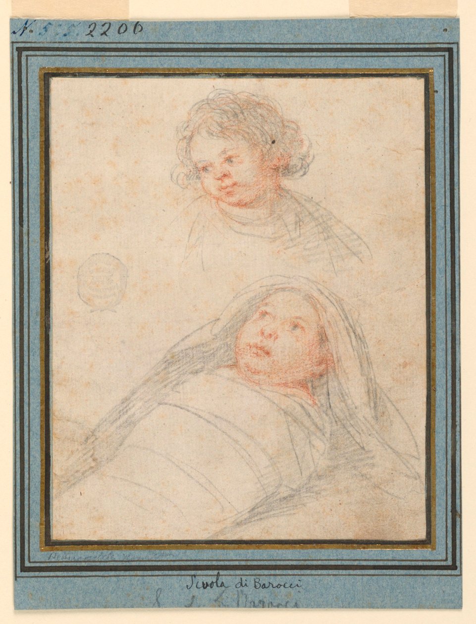 Retrato de um menino e uma criança enrolada de Unknown artist