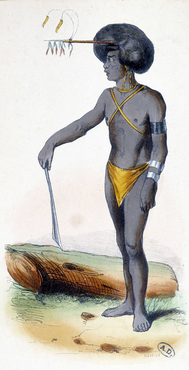Retrato de uma Papua, povo da Nova Guiné. de Unknown artist