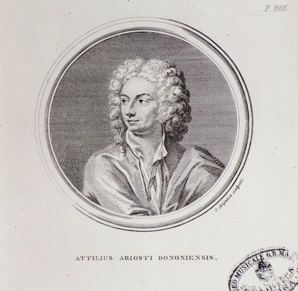 Retrato do compositor italiano Attilius Ariosti (Gravura de Unknown artist